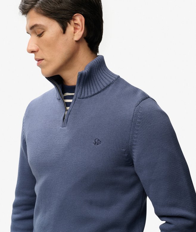 Cotton Half Zip Knit Jumper