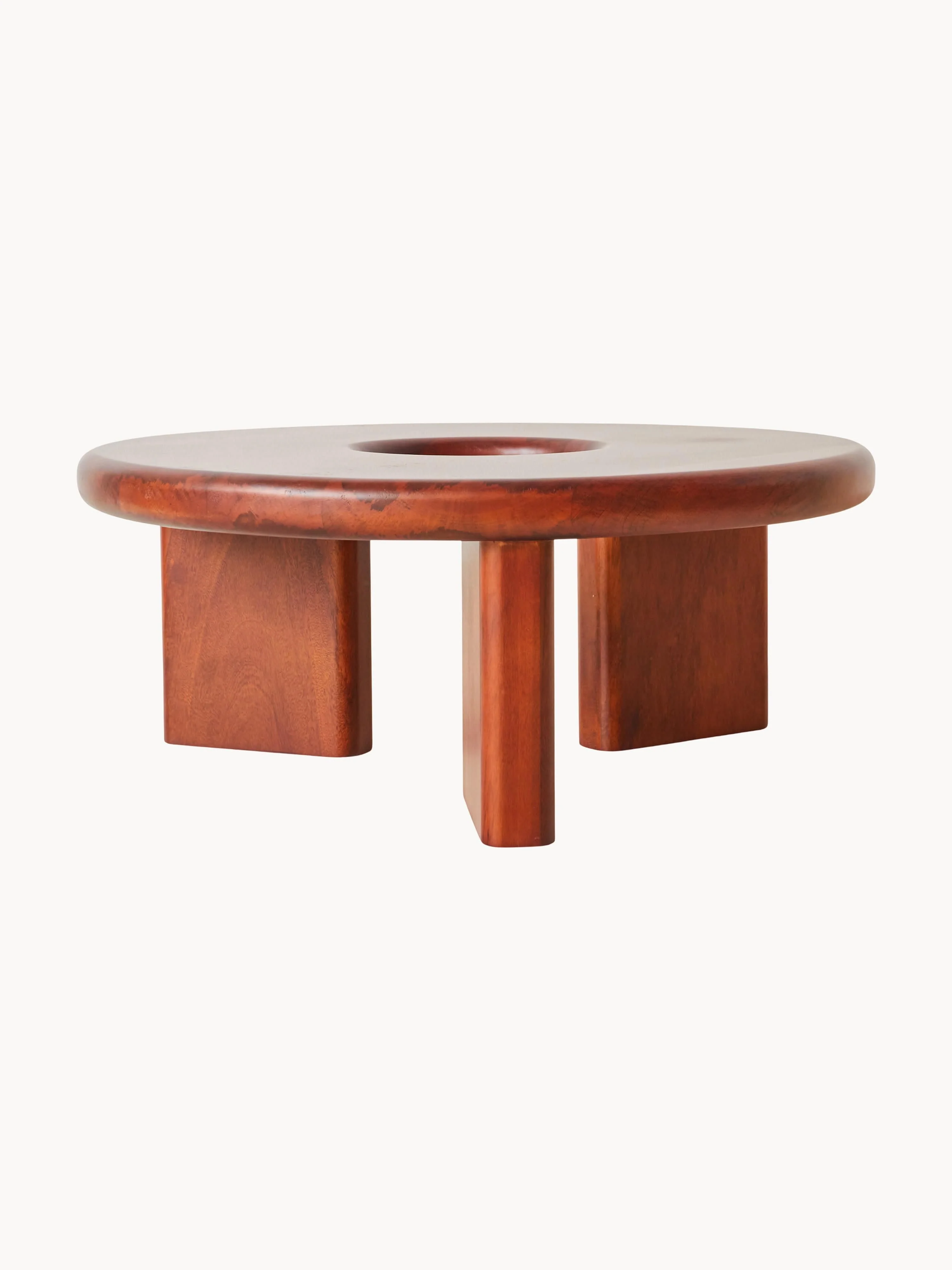 Runder Couchtisch Conversation aus Mangoholz, handgefertigt