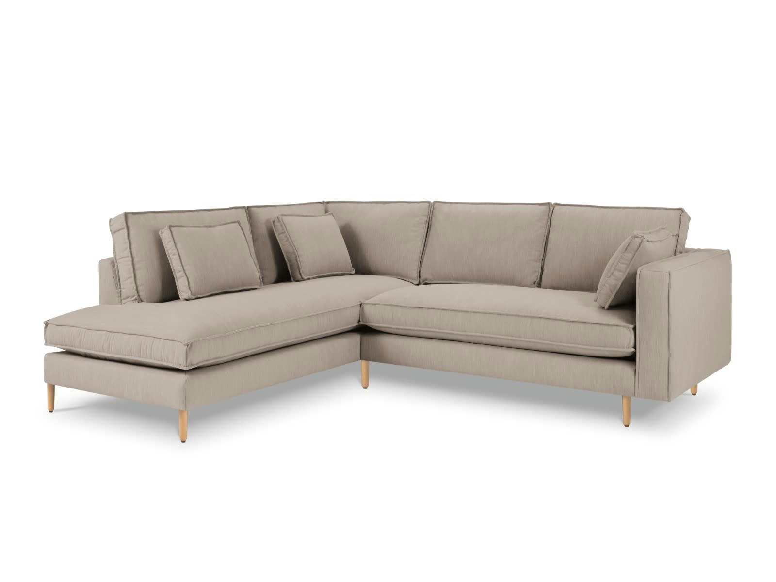 ALEXIS - Canapé D'Angle Gauche 5 places en Tissu Structurel Beige Foncé