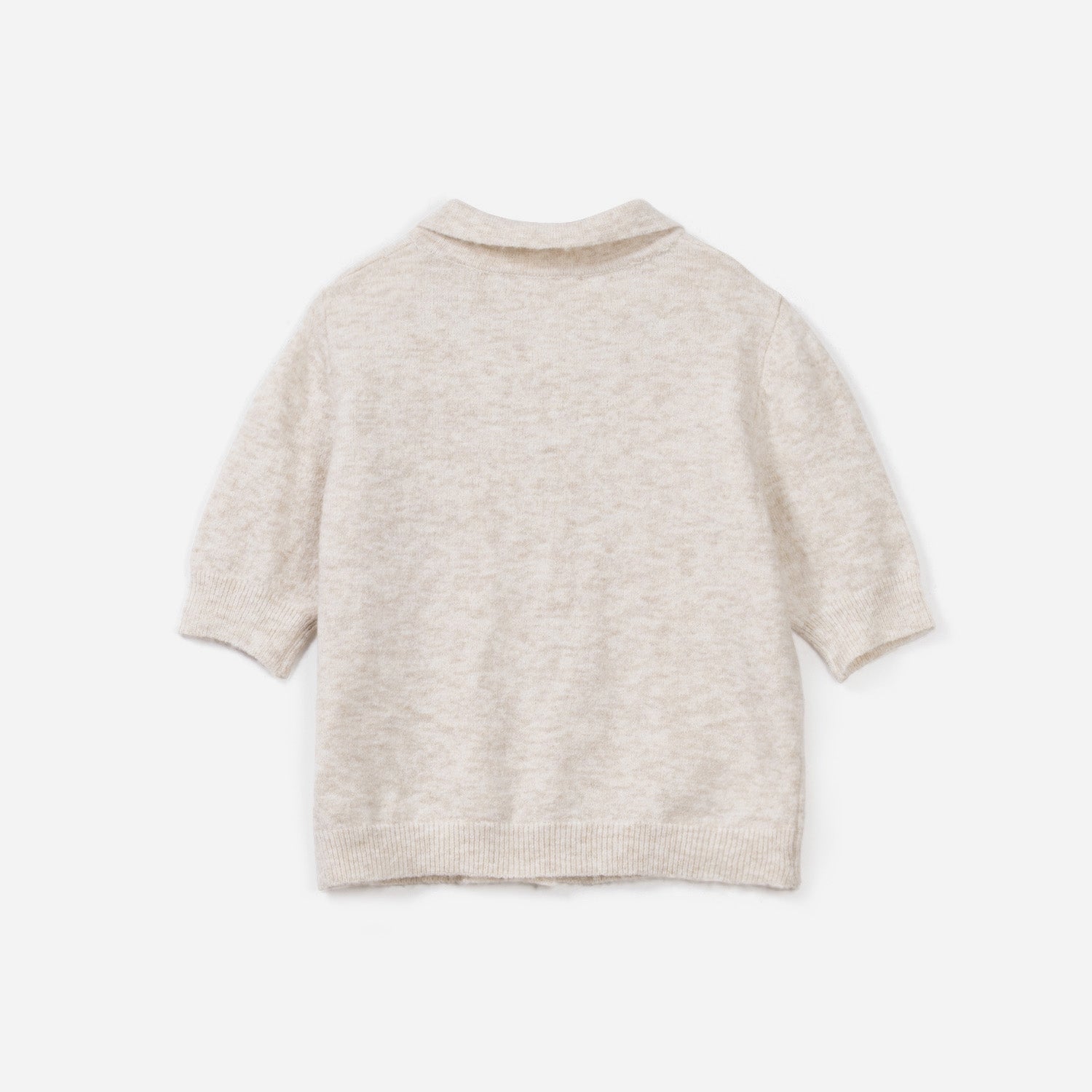 Cardigan beige tricot manches courtes