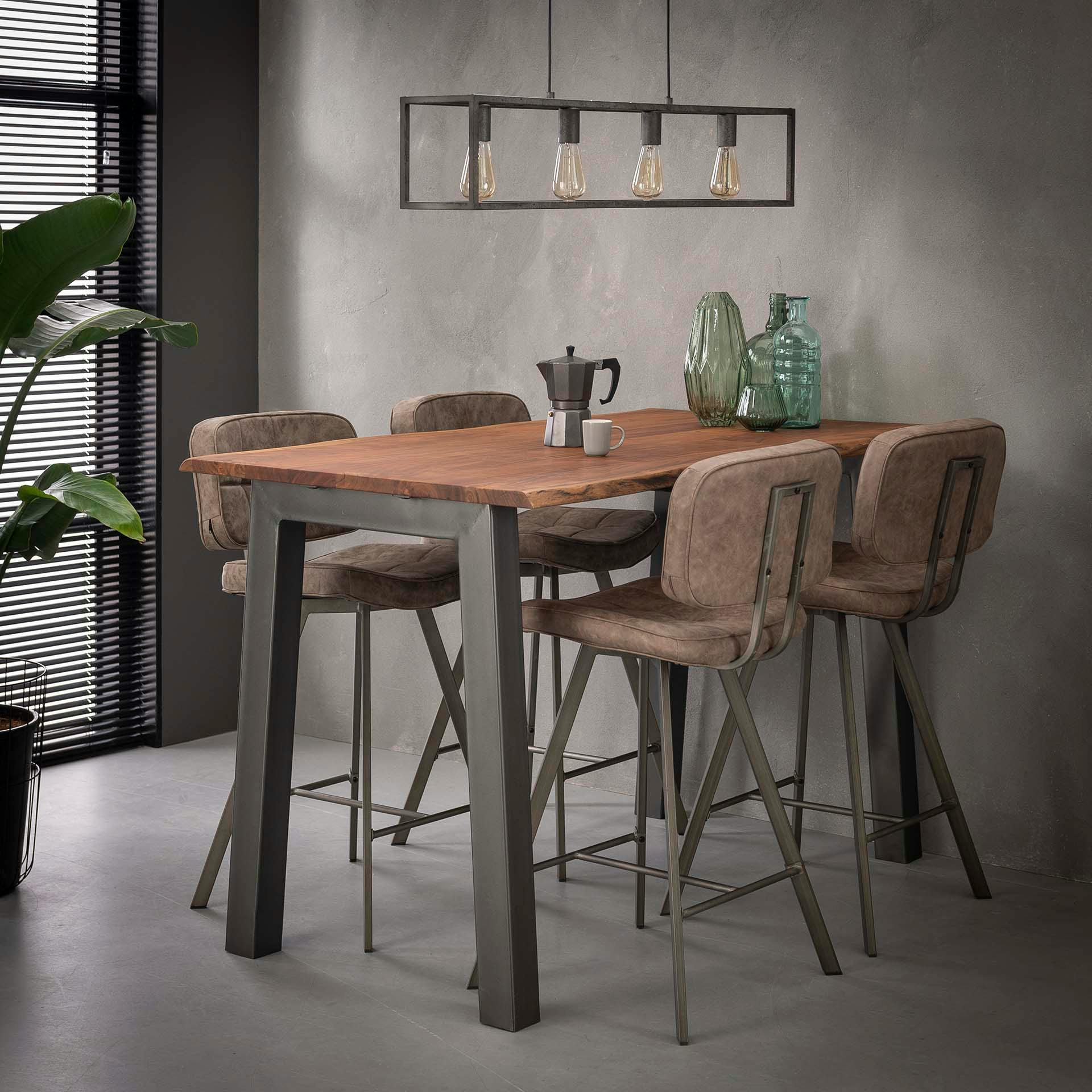 Table haute bois d'acacia métal 147 MELBOURNE