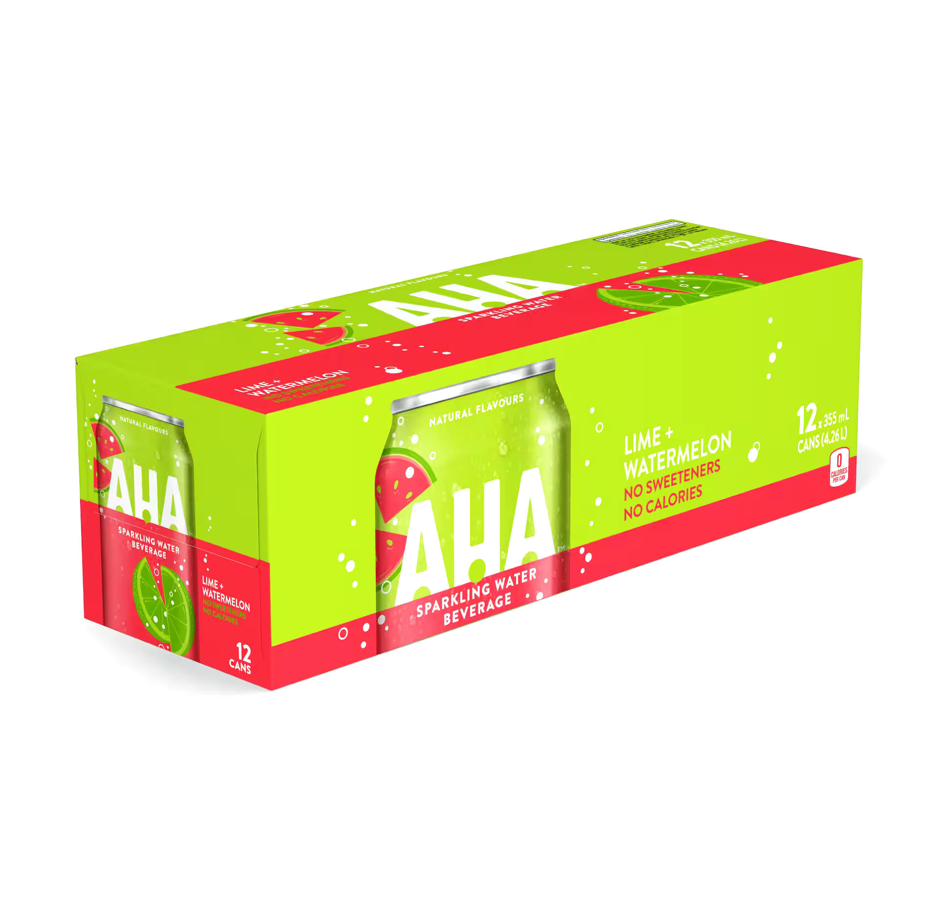 AHA Lime + Watermelon Sparkling Water, 355-mL, 12-pk