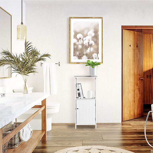 Meuble pour Salle de Bains en MDF Blanc avec étagères Rebecca Mobili