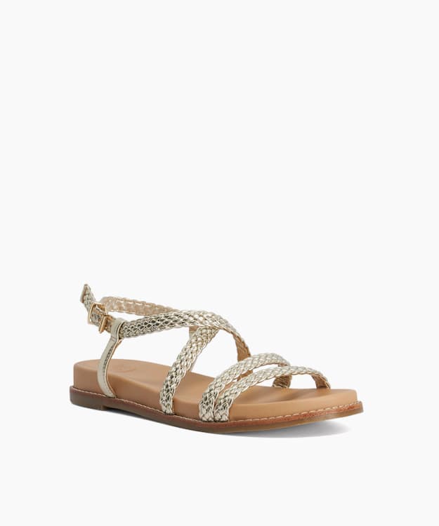 Laite Gold - Metallic Braided Flat Sandals