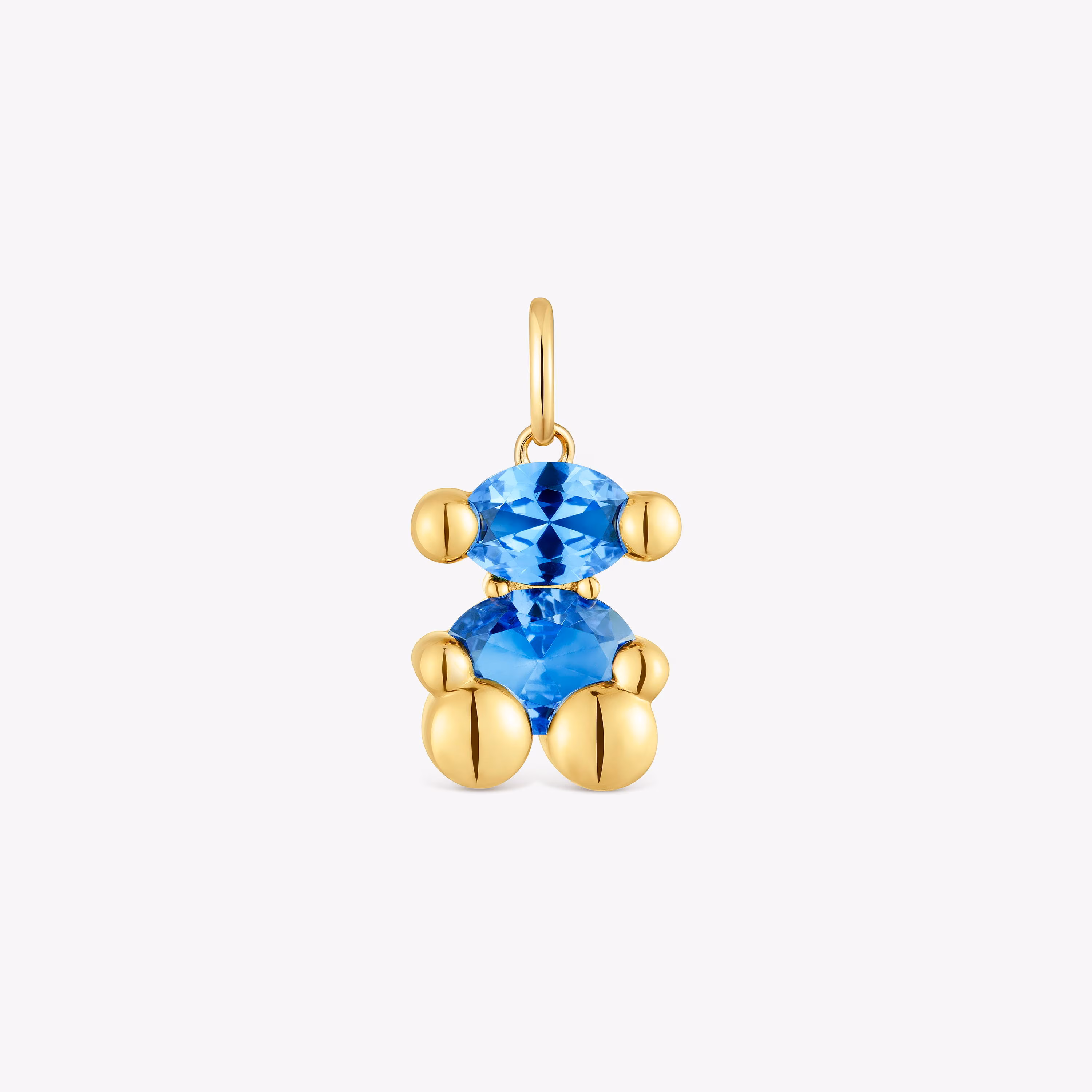 Colgante pequeño motivo oso con baño de oro 18 kt sobre plata y espinela azul creada en laboratorio Color Bear LGG