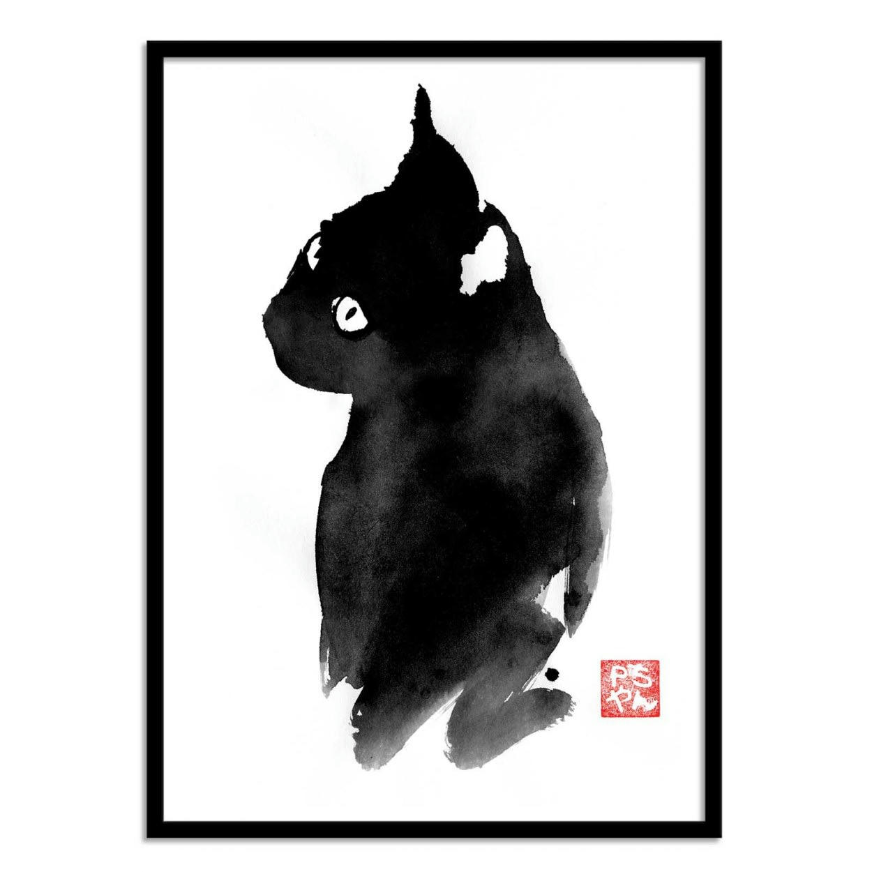 PECHANE SUMIE - BLACK CAT - Affiche d'art 50 x 70 cm