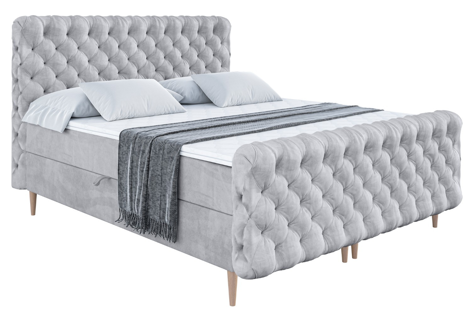 Łóżko kontynentalne - pojemnik, materac, nóżki BOXI8-FD-Z 120x200 cm
