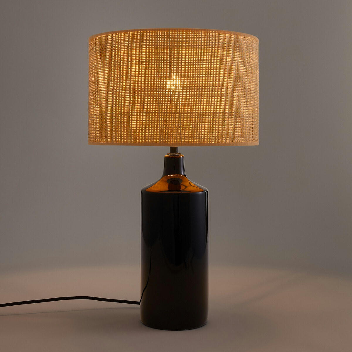 Lampe à poser céramique et raphia, Rabano
