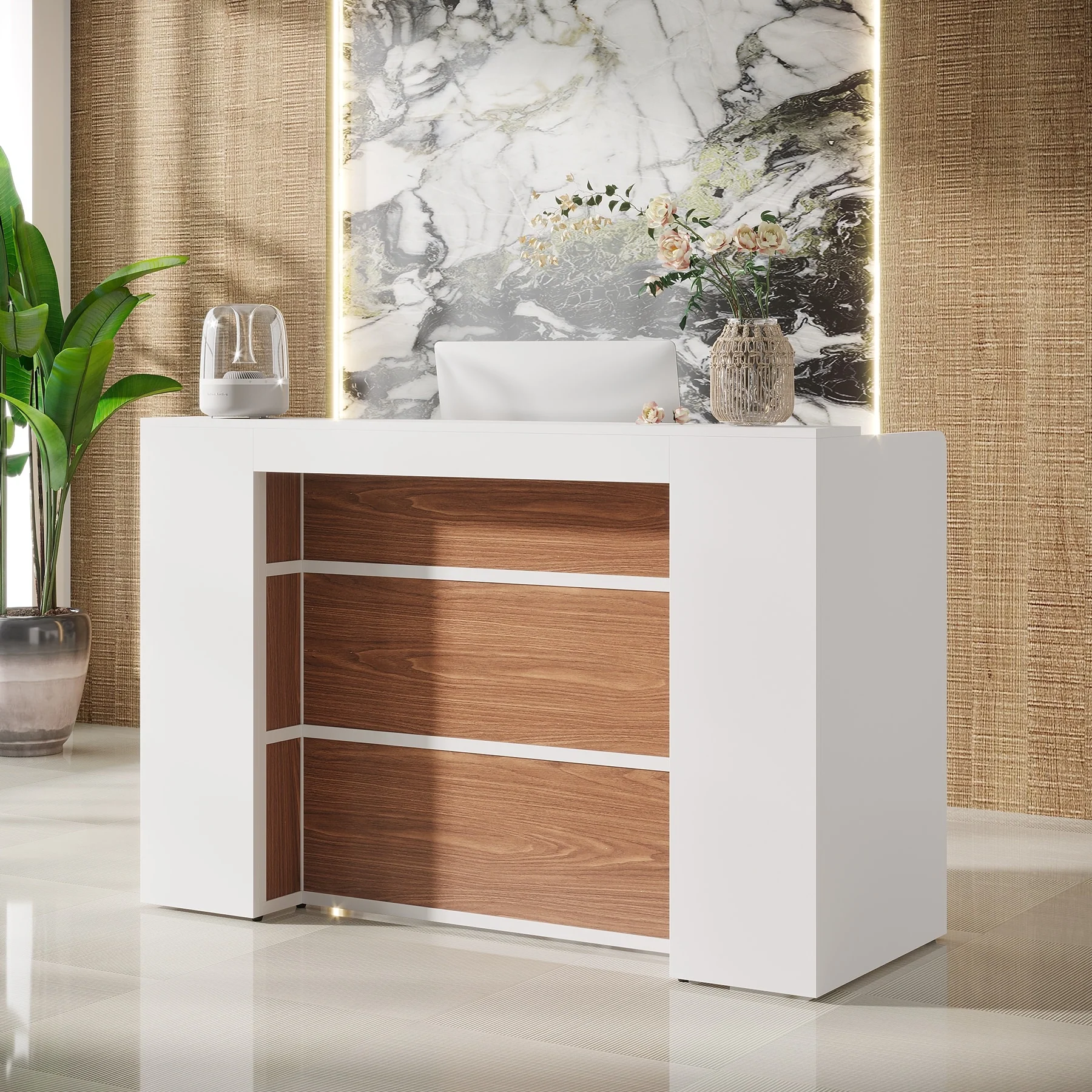 63 Inch Reception Desk with LED Lights for Store Office