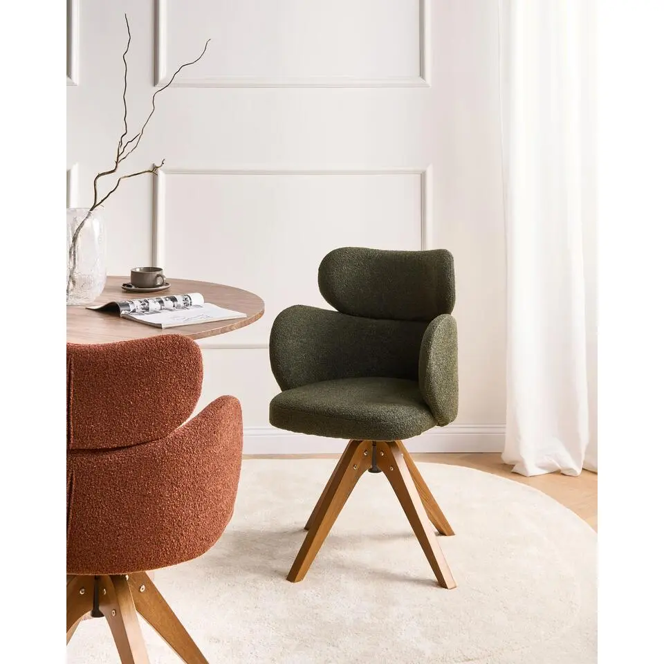 MARCY - Eetkamerstoel - Donkergroen - Boucl&eacute;