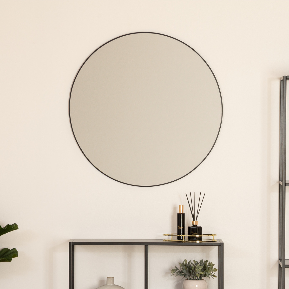 Mirror "Alice" Black metal, D.76 cm