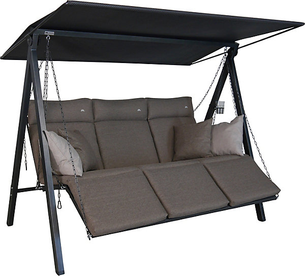 balancelle Lounge Smart - balancelle de jardin pour s'asseoir, s'allonger et se détendre, avec fonction lit, taupe