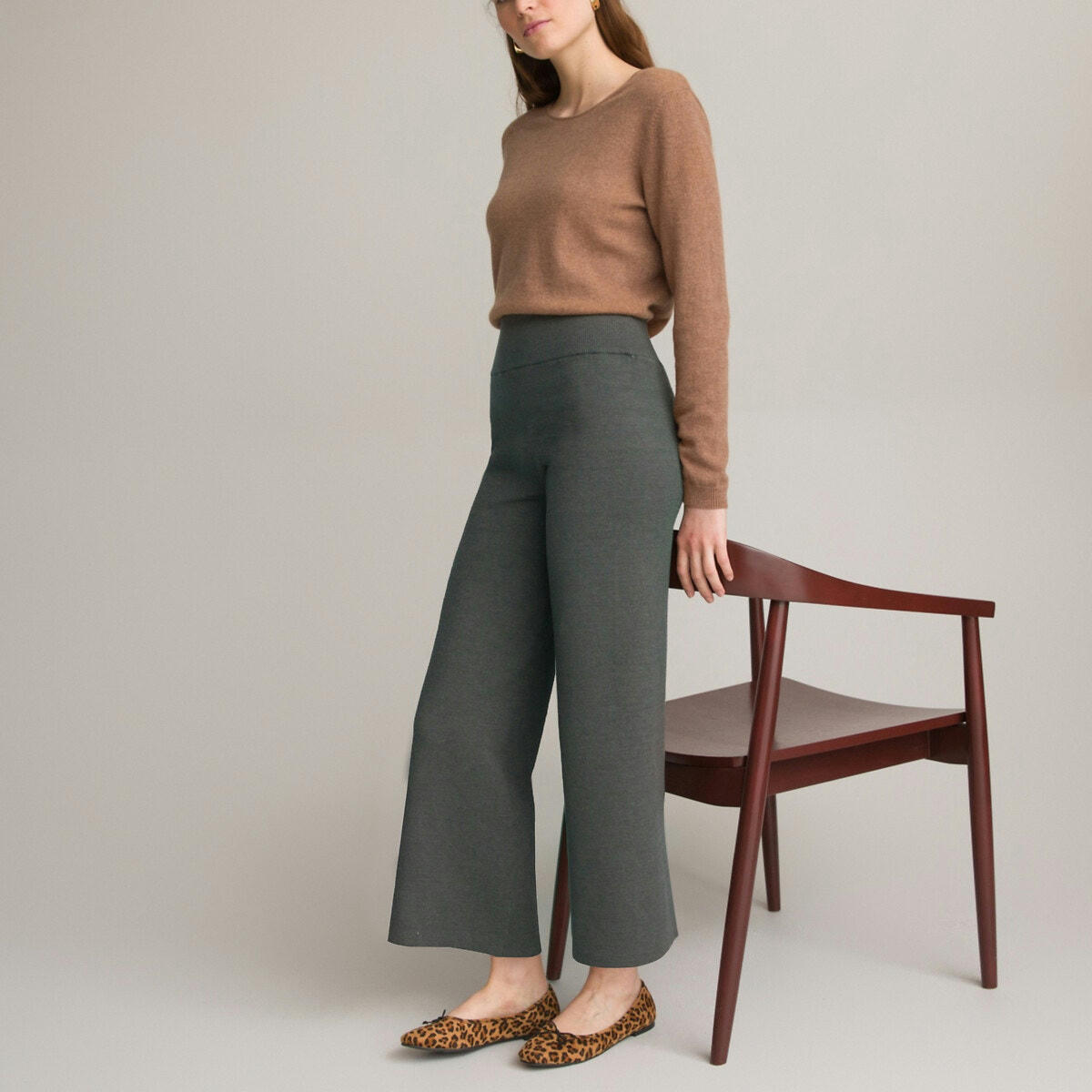 Pantalon large, maille tricot
