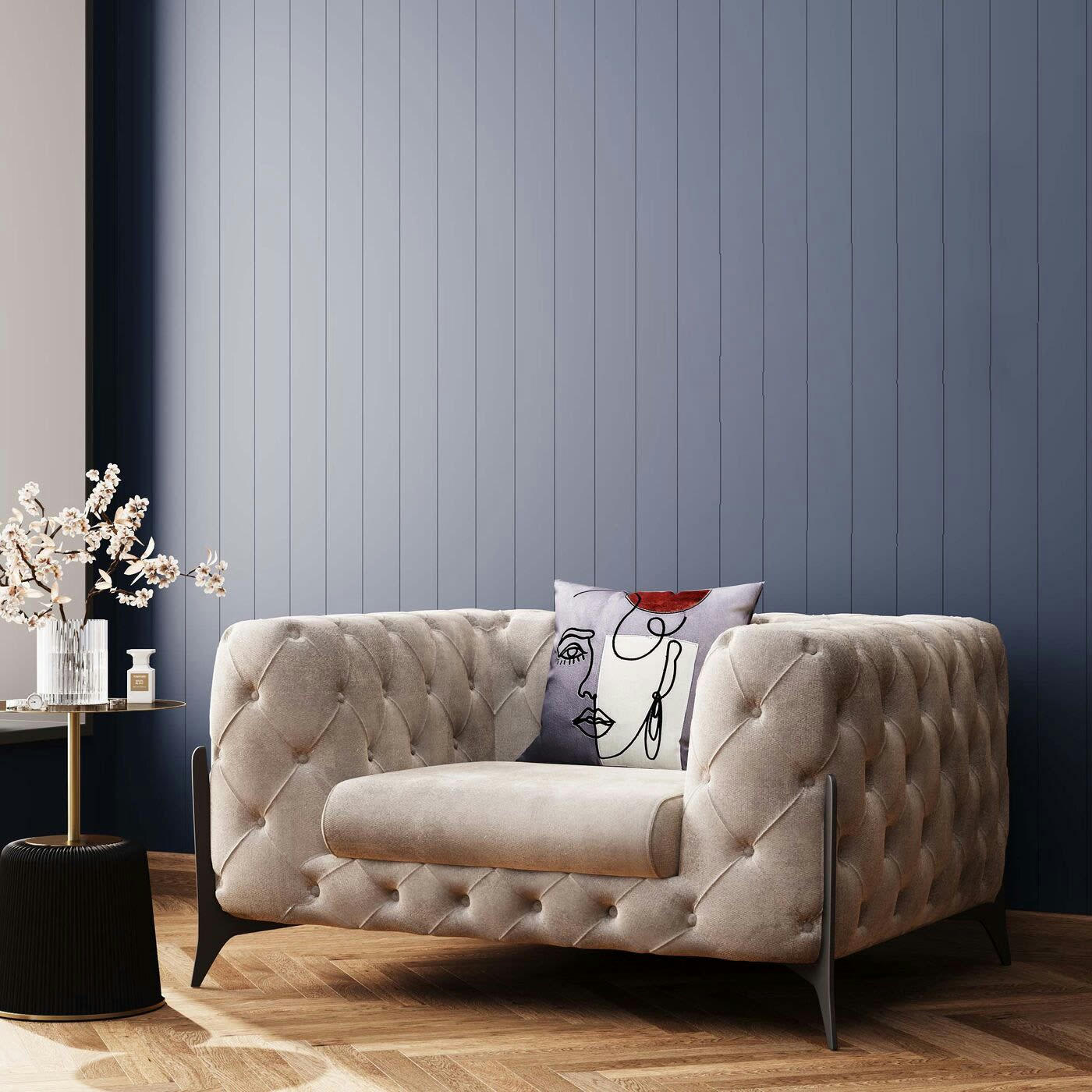 BELLISSIMA - Fauteuil en velours beige