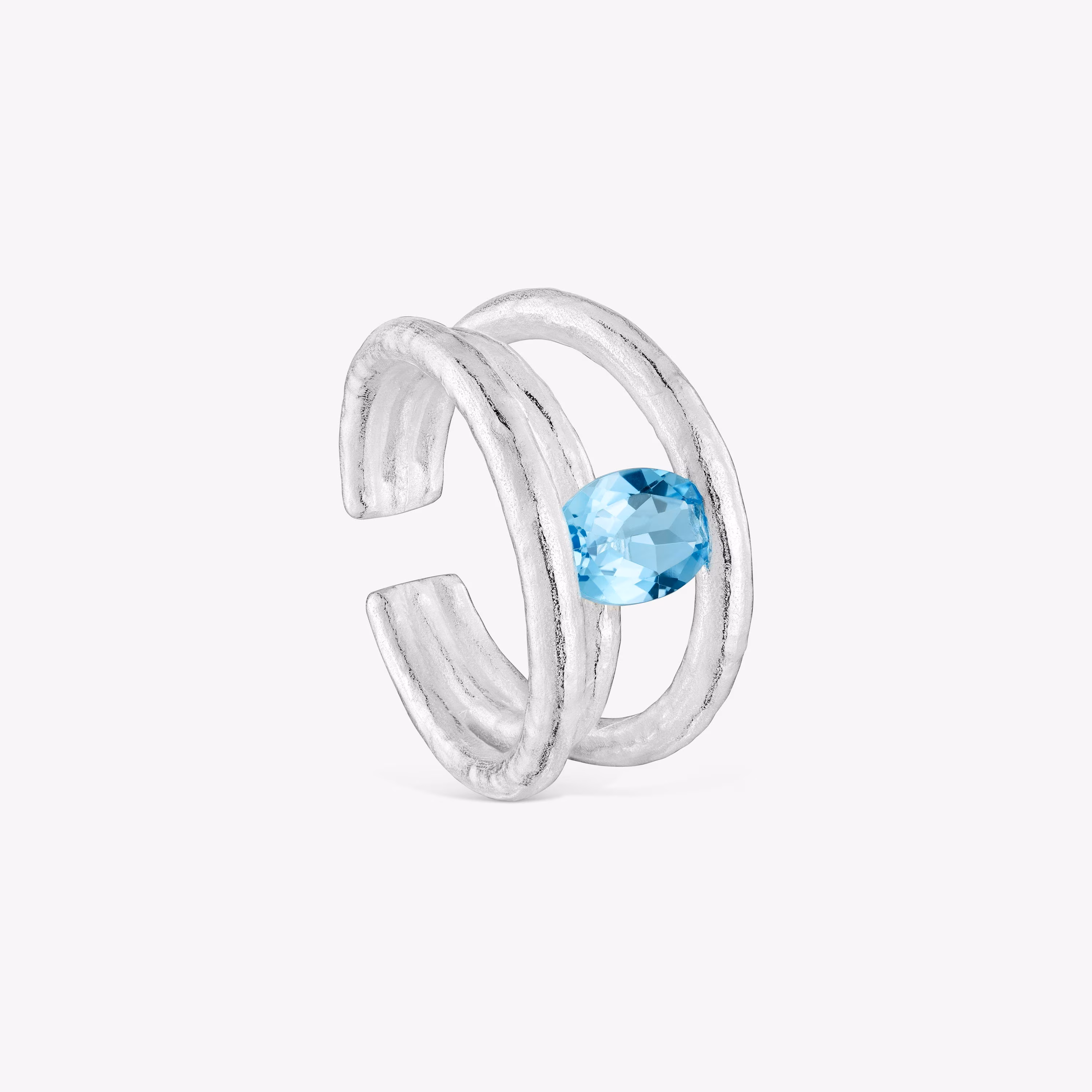 Anillo abierto de plata y topacio Duna
