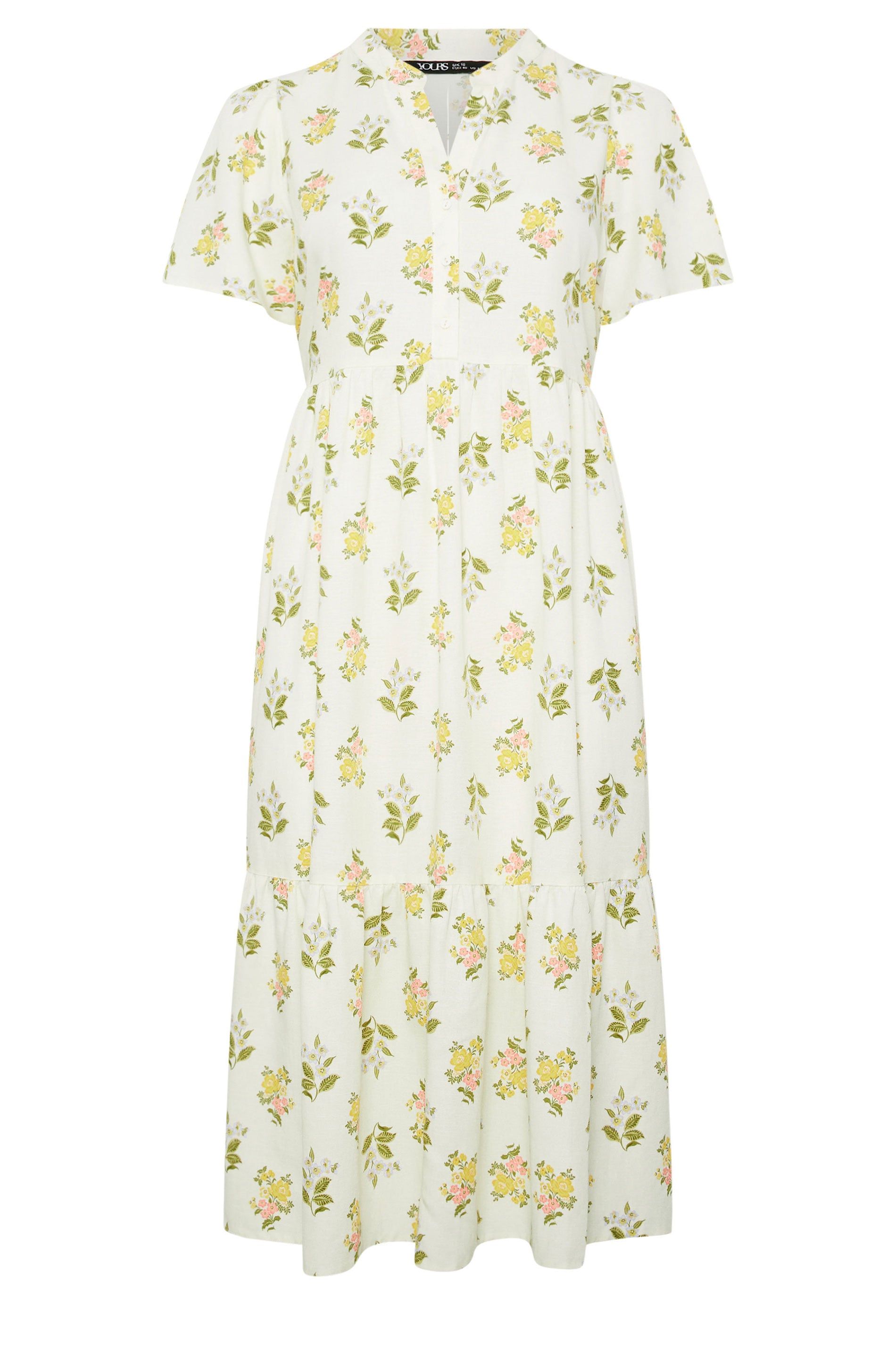Yours Floral Half Placket Midi Dress