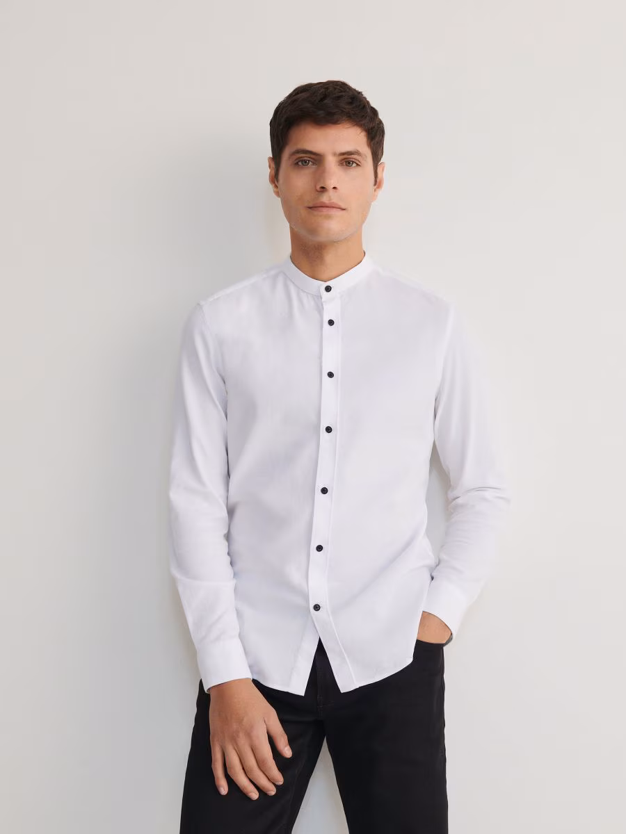 Super Slim Fit Shirt With Stand Up Collar
