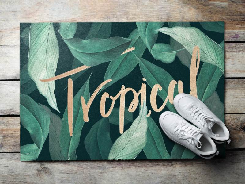 Wycieraczka pod drzwi 60x40 tropikalne liście zielona natura Tulup