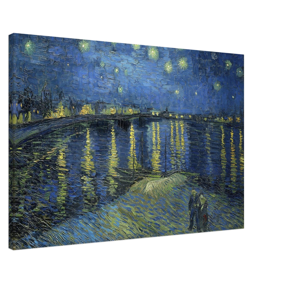 Artfulprints Canvas Vincent van Gogh - Starry night over the Rhône canvas - 90x60 cm - Blauw