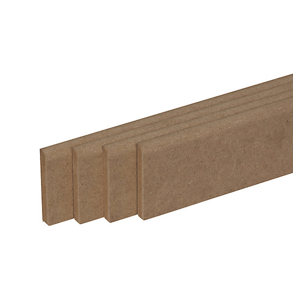 lot de 4 plinthes bord arrondi MDF brut 2200 x 70 x 12 mm