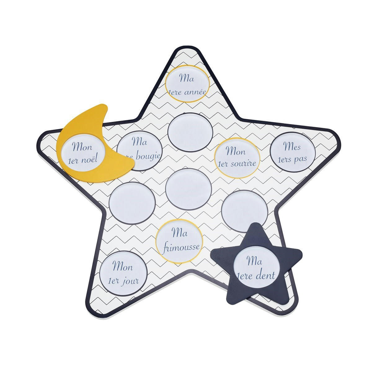 HELLO - Pèle-mêle 12 photos en bois étoile