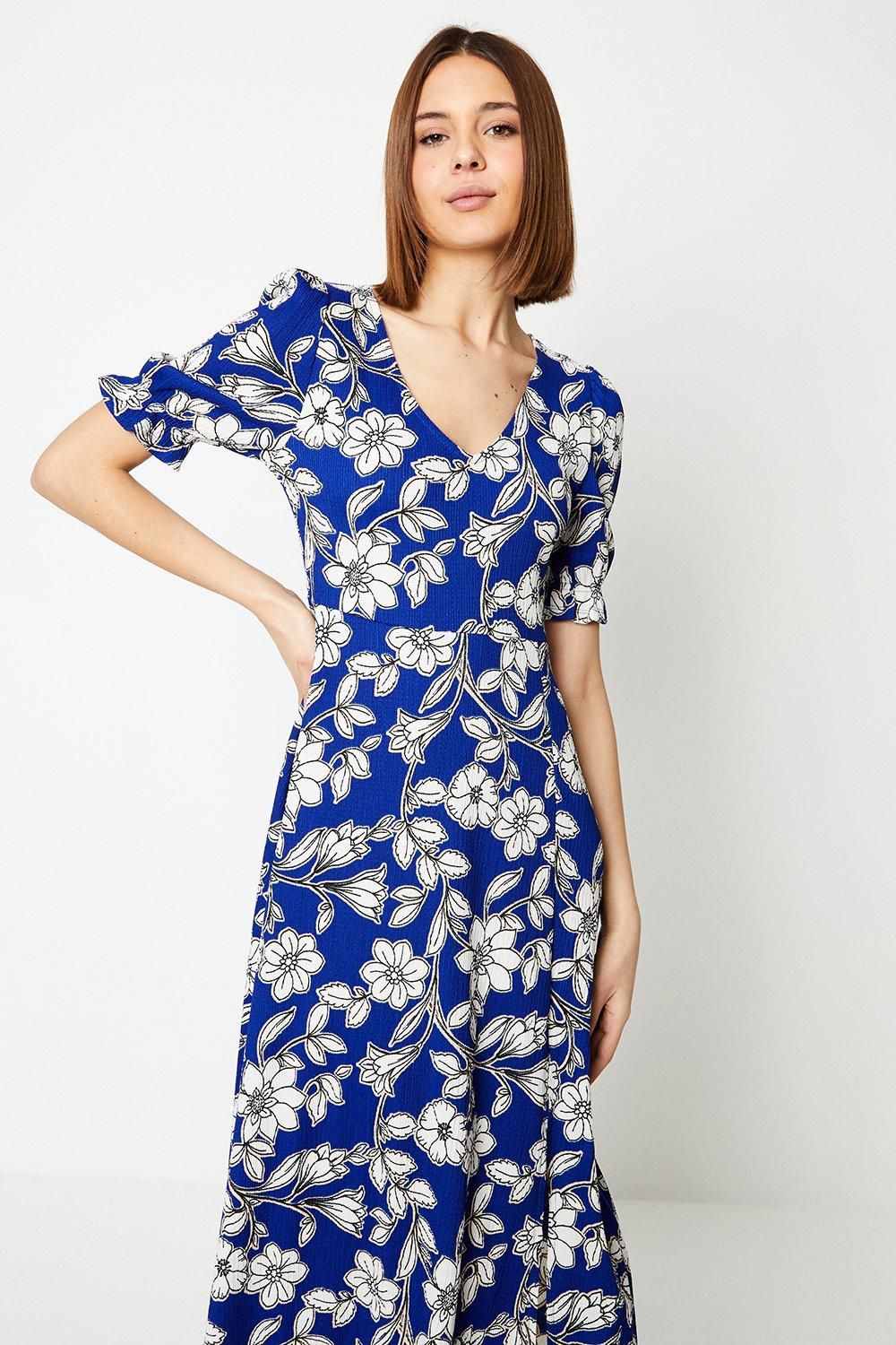 Dorothy Perkins Floral Short Sleeve V Neck Jersey Midi Dress