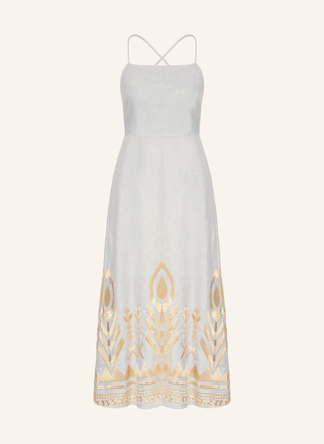 Greek Archaic Kori Strandkleid FEATHER aus Leinen mit Glitzergarn