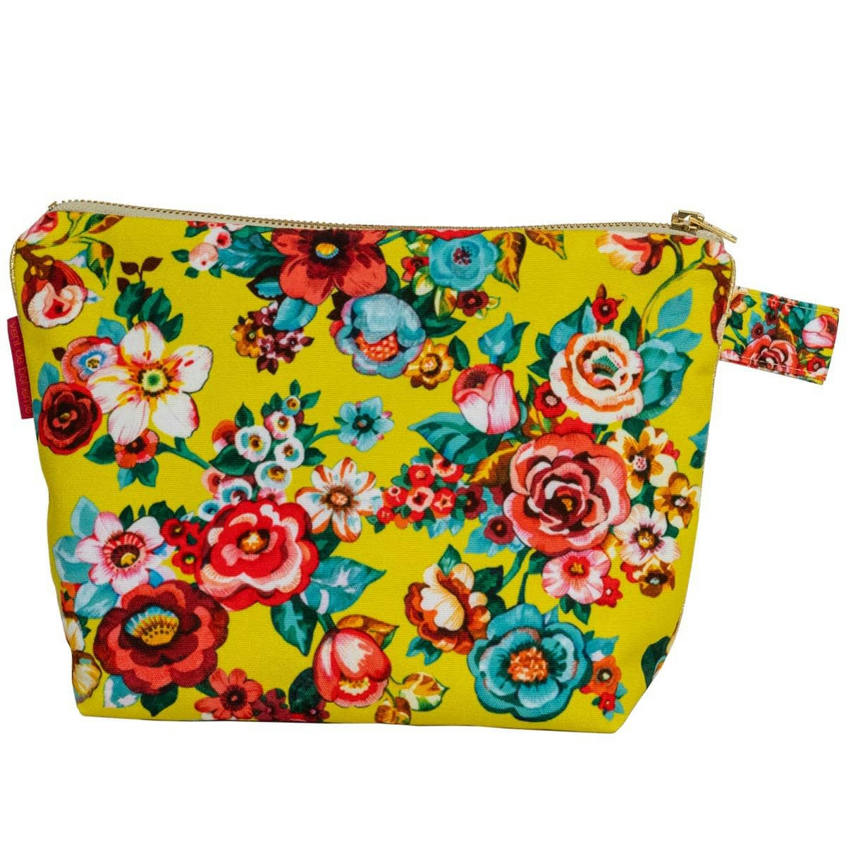 SAKURI - Pochette en toile outdoor imprimé fleuri jaune 19x28cm