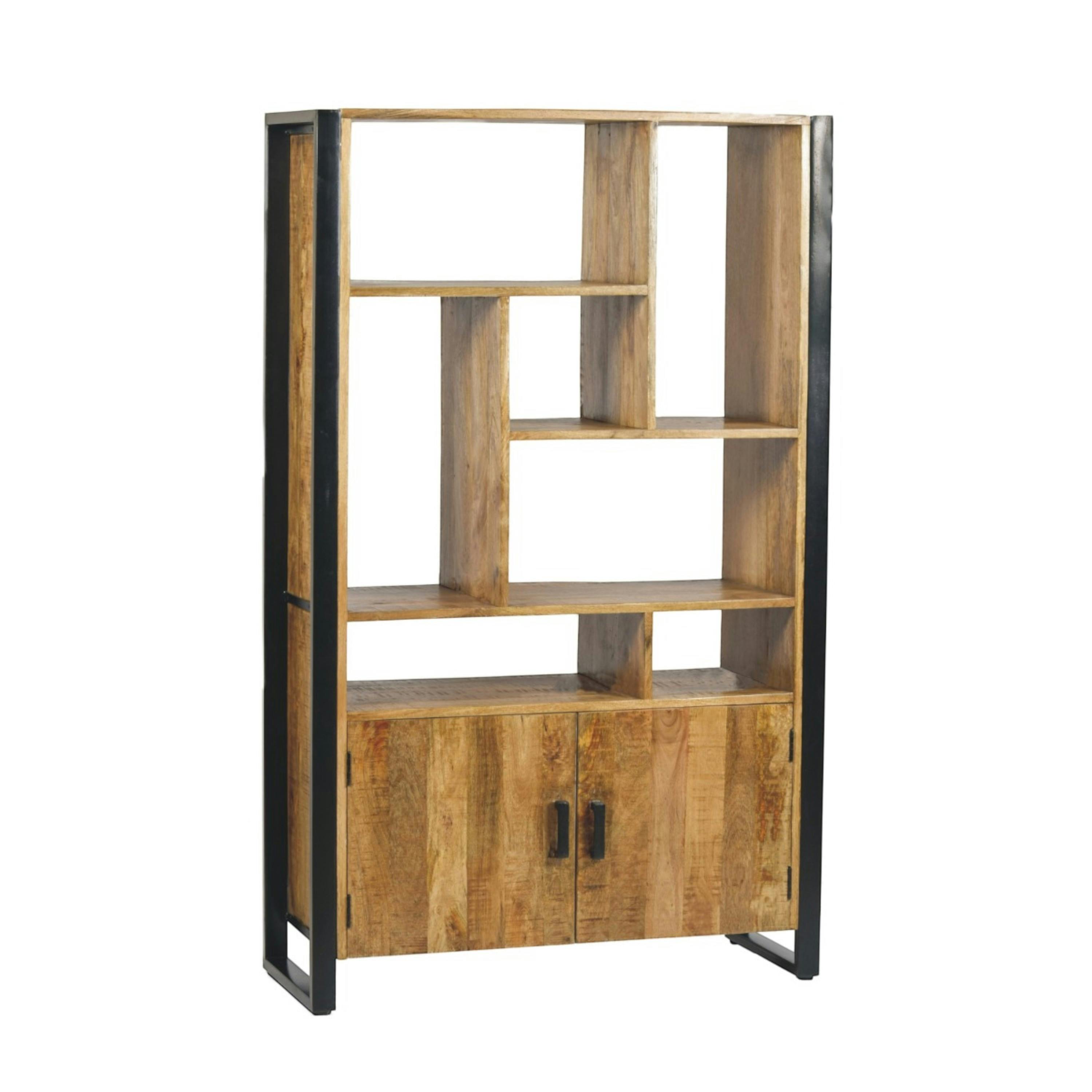 Bibliothèque déstructurée bois métal 2 portes KARGO
