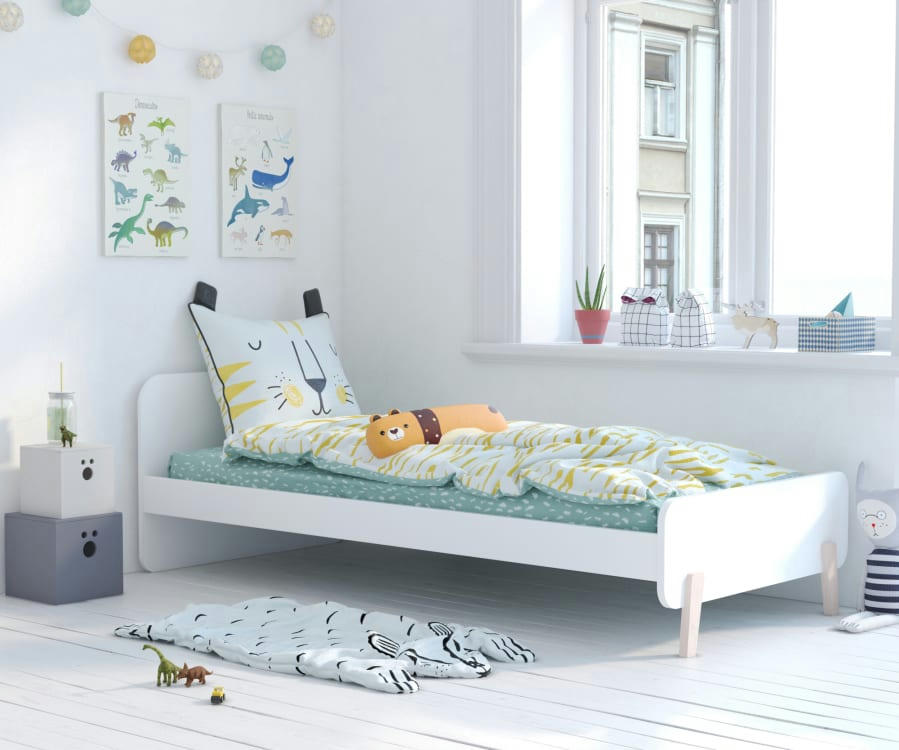 IDYLLE - Lit enfant   blanc   effet bois    90x190