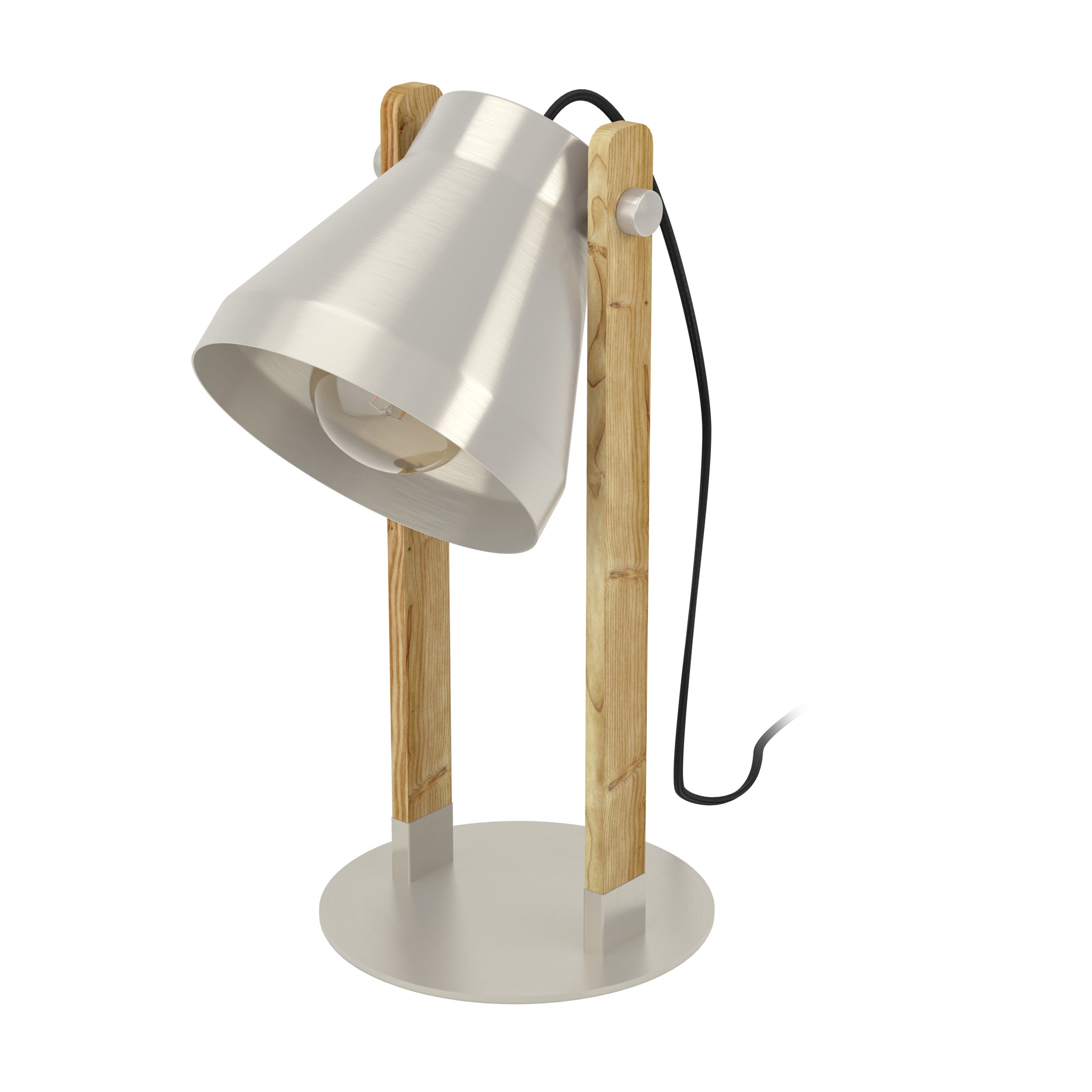 EGLO tafellamp Cawton - e27 - 38 cm - grijs/bruin - hout