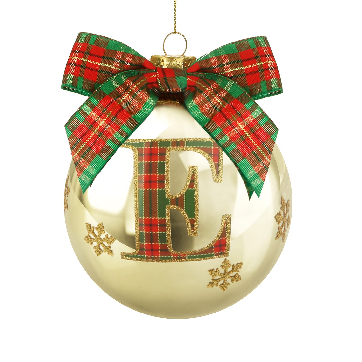 Pallina Natale lettera E 10 cm oro