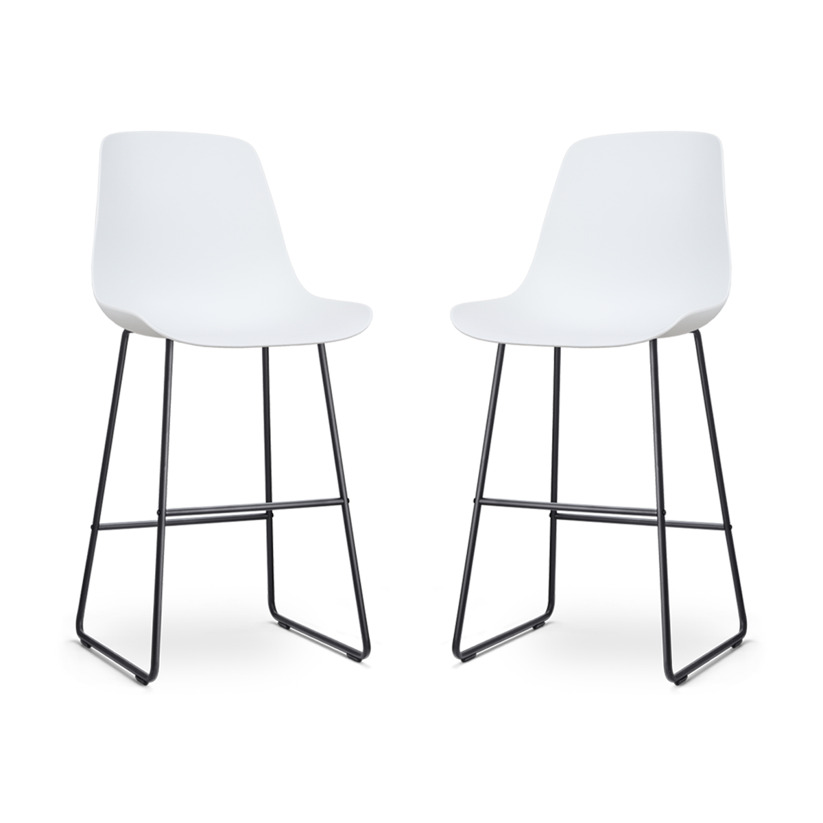 Nolon Nino-Pip barkruk wit - zwart onderstel - 75 cm - set van 2