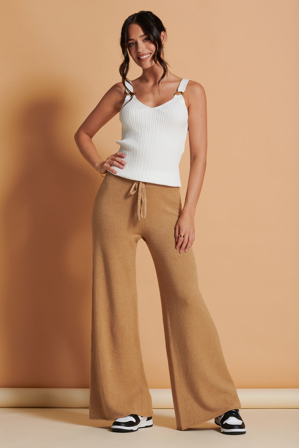 Jolie Moi Wide Leg Soft Knit Trousers