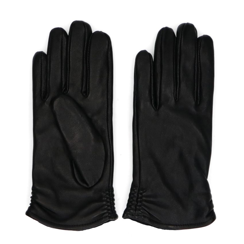 Manfield Zwarte leren handschoenen