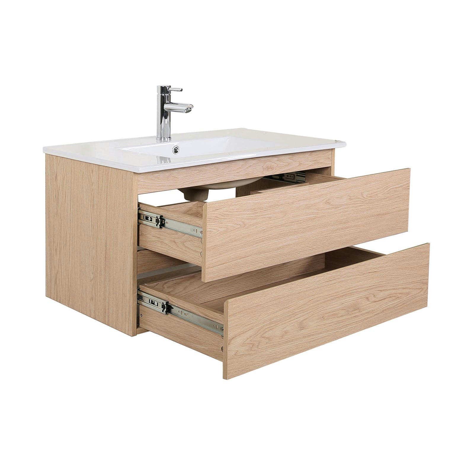 SORRENTO - Meuble simple vasque décor chêne  80cm + vasque