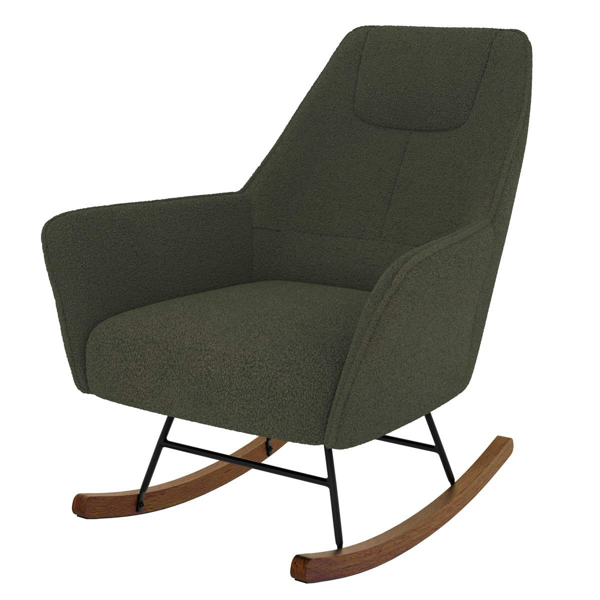 SHAUN - Rocking-chair kaki effet laine bouclette en tissu