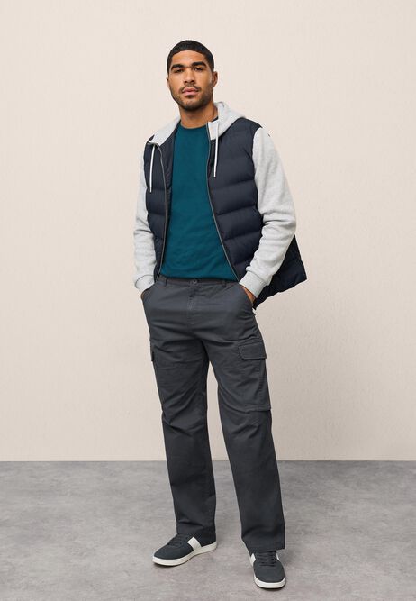 Mens Navy Gilet Hybrid Hooded Jacket