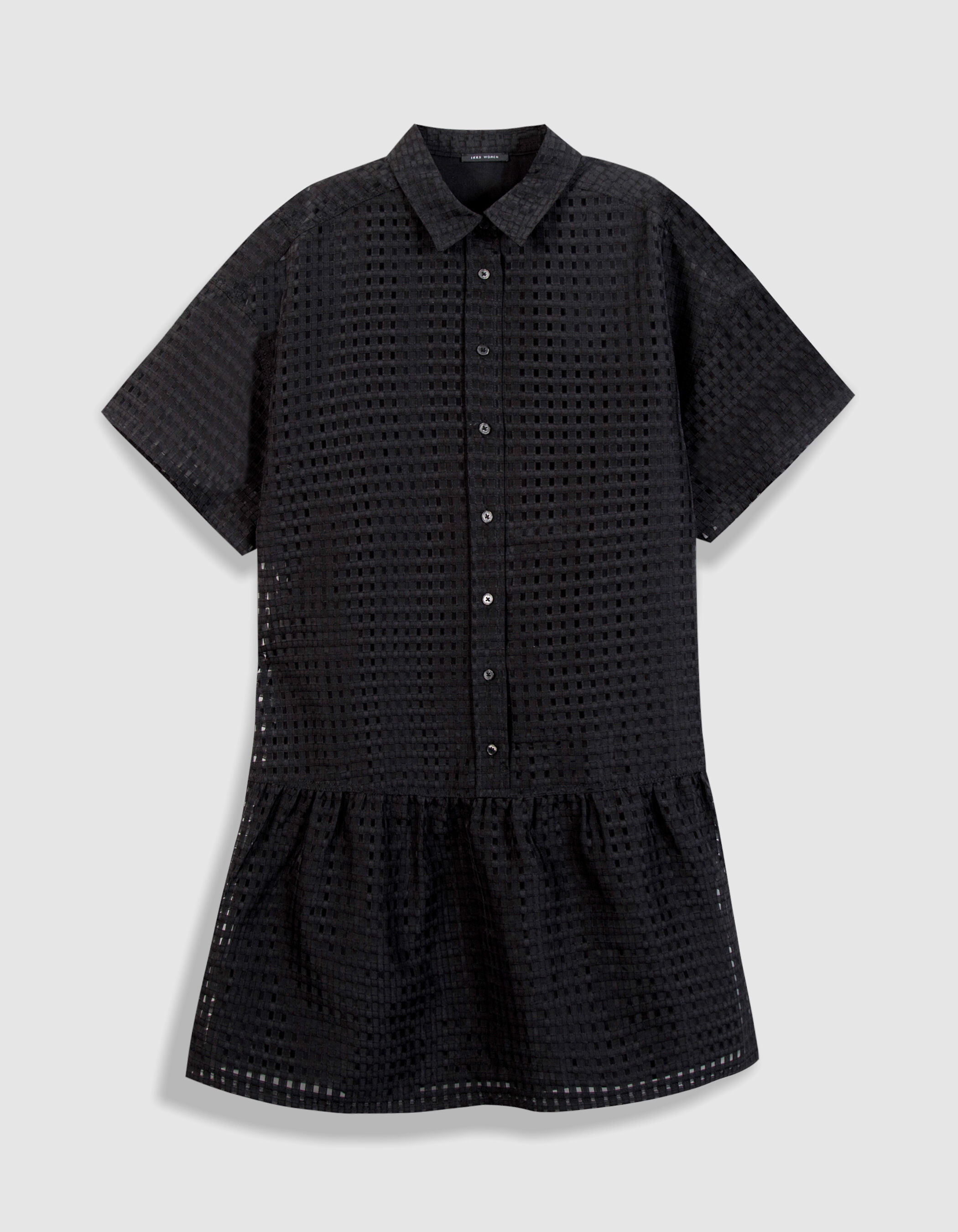 Robe noire motif carreaux ajourés Femme