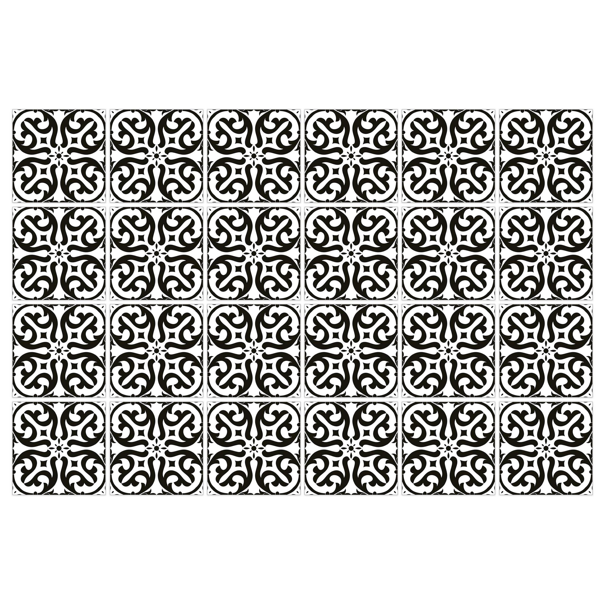 Naklejki Laminowane Czarno-Białe ORNAMENTY Styl Retro Zestaw