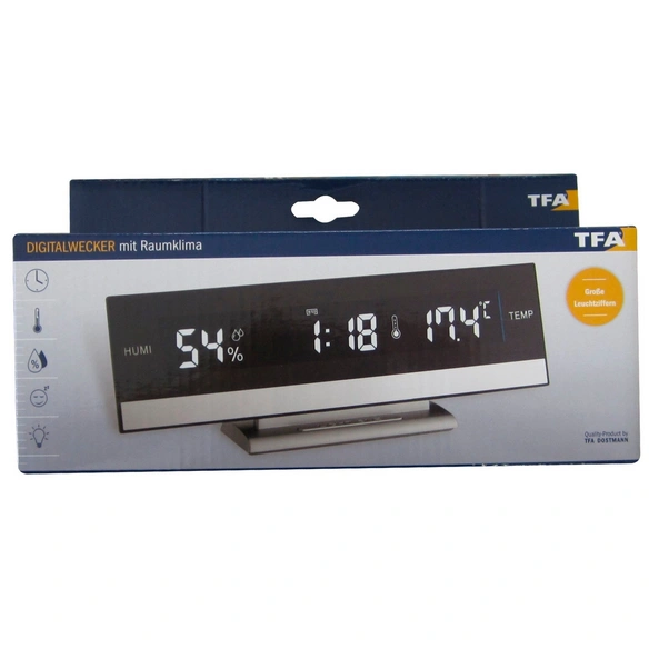 Digital-Wecker, Breite: 24,5 cm, Tiefe: 5 cm, schwarz