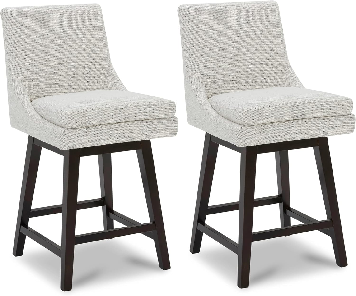CHITA Bar Stools Set of 2, Counter Height Swivel Barstools, FSC Certified Morden Upholstered Fabric Counter Chairs with Back Support, 26.8 H Seat Height, Fabric in Ivory