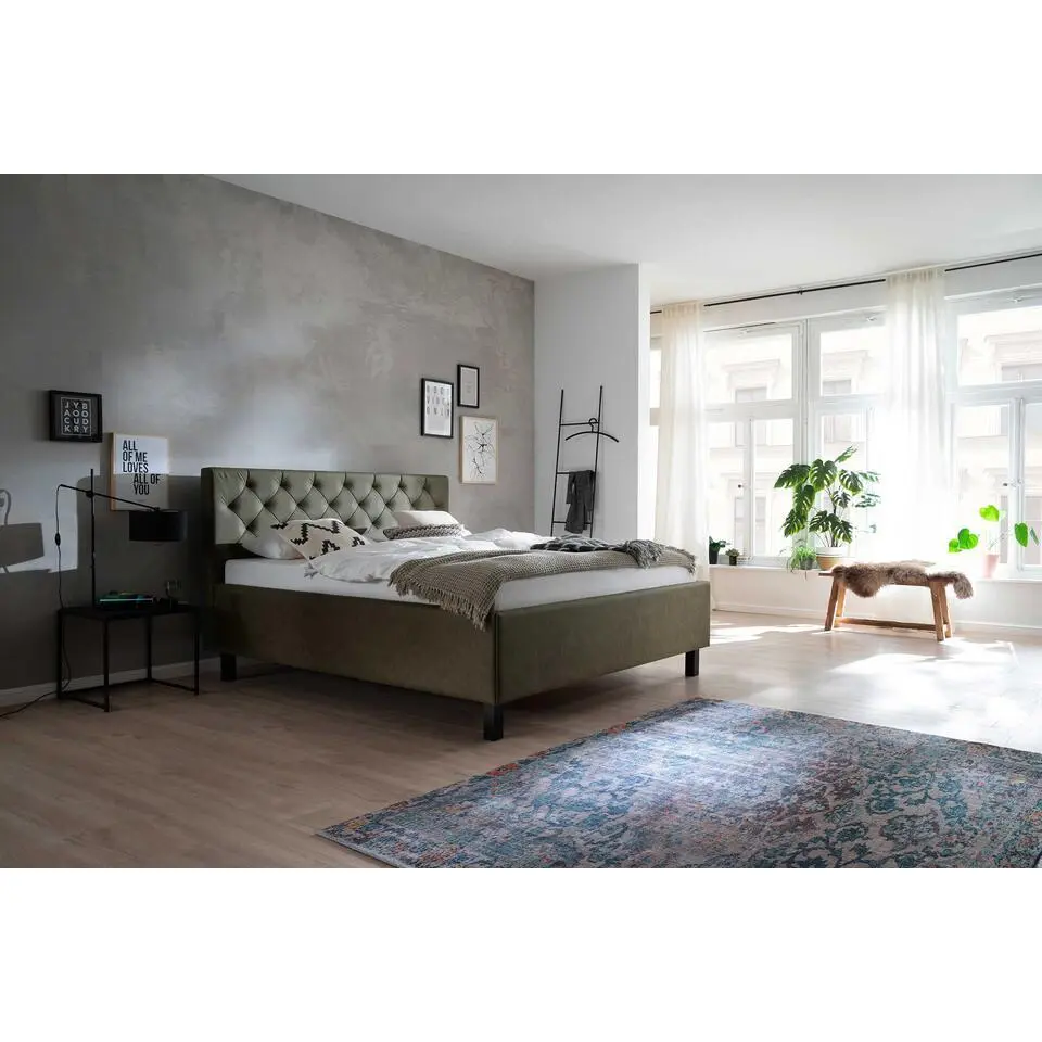 Bed San Marino 180x200cm met opbergruimte kunstleer - groen/zwart