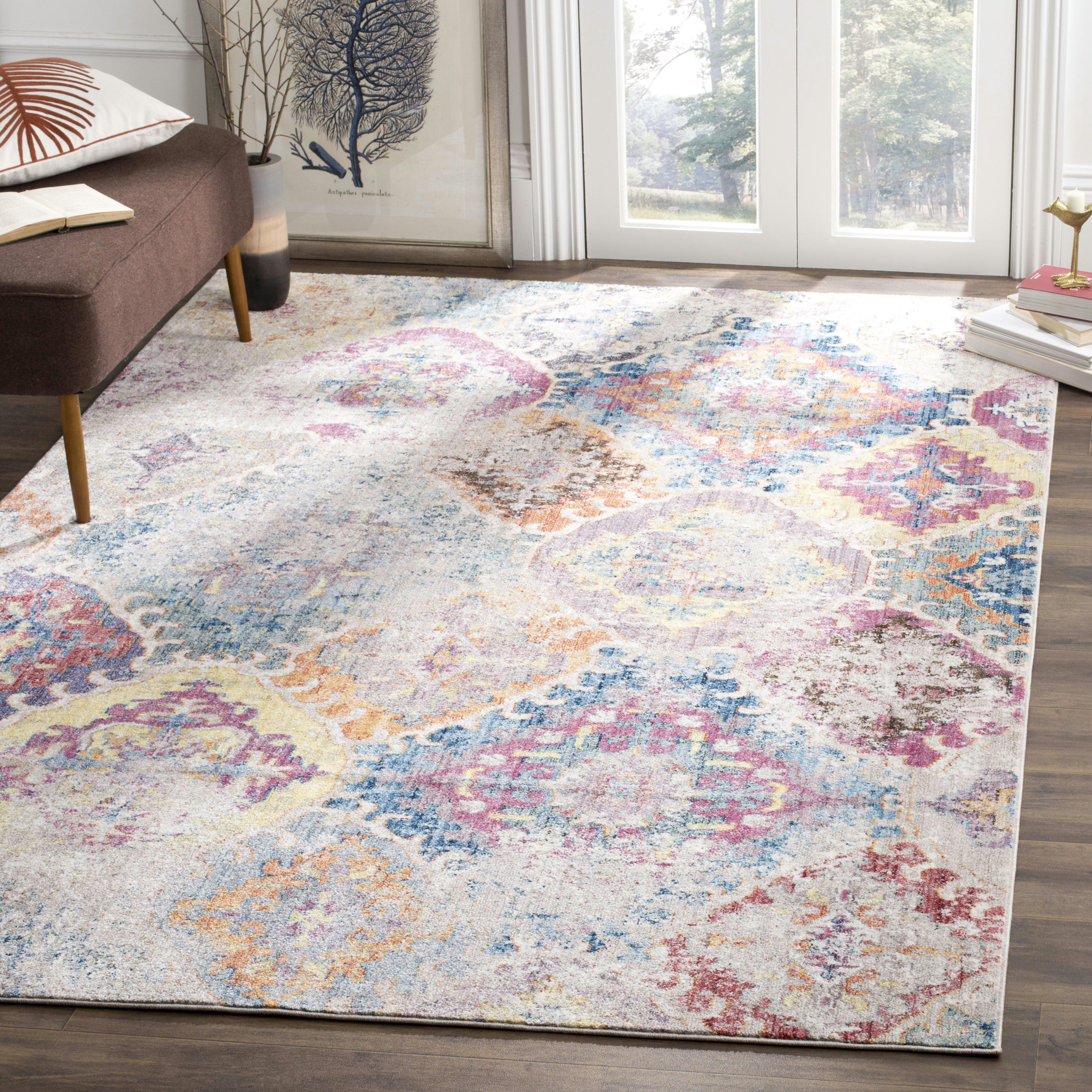 BRISTOL - Tapis de salon interieur en bleu & gris clair, 91 x 152 cm