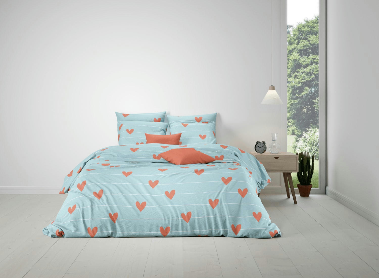 STRING - Parure housse de couette coton bleu 220x240 cm