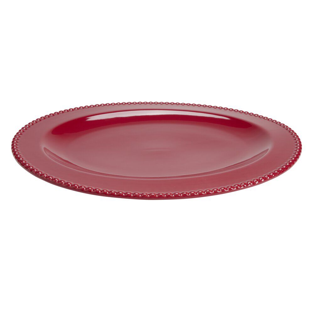 Plat de service No&euml;l ovale céramique rouge 35x45cm