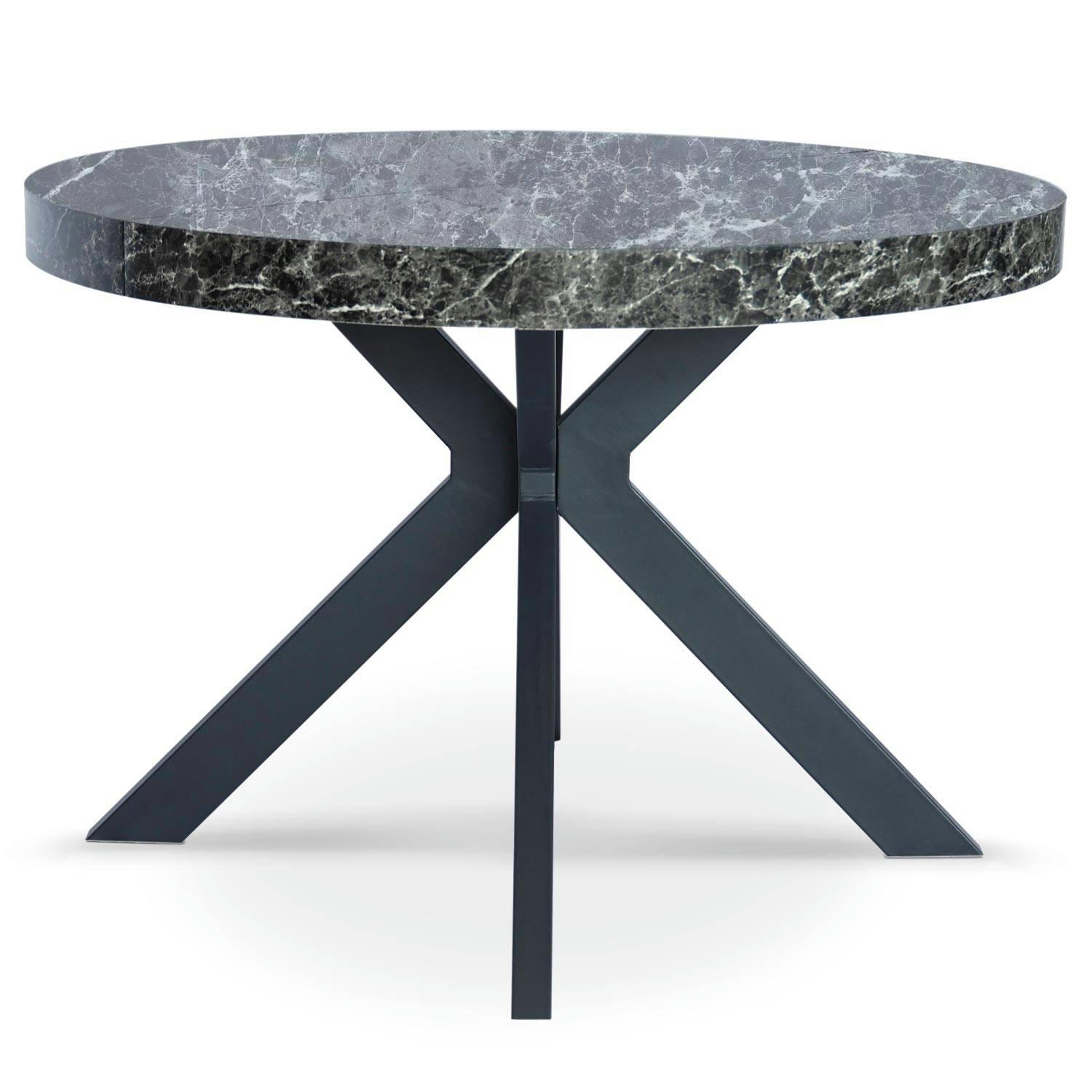 MYRIADE - Table ronde extensible noir et effet marbre noir