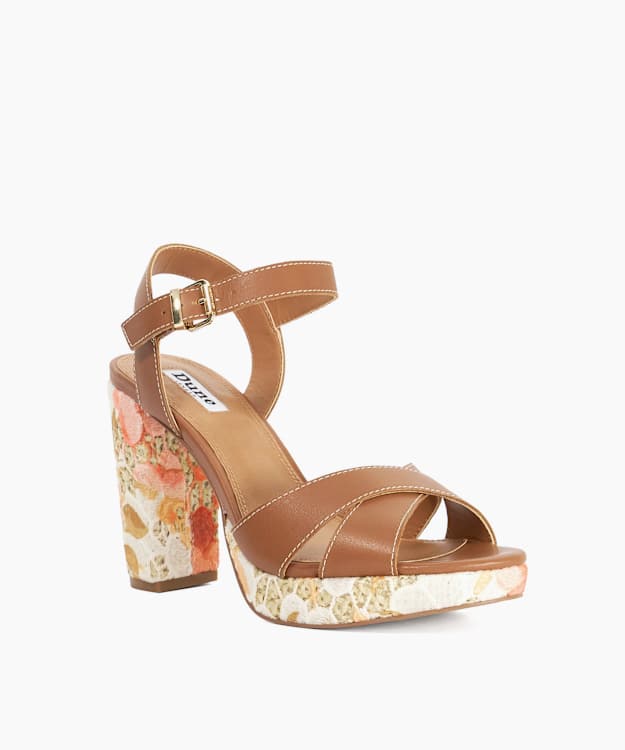 Monique Tan - Leather Floral Pattern Platform Heels