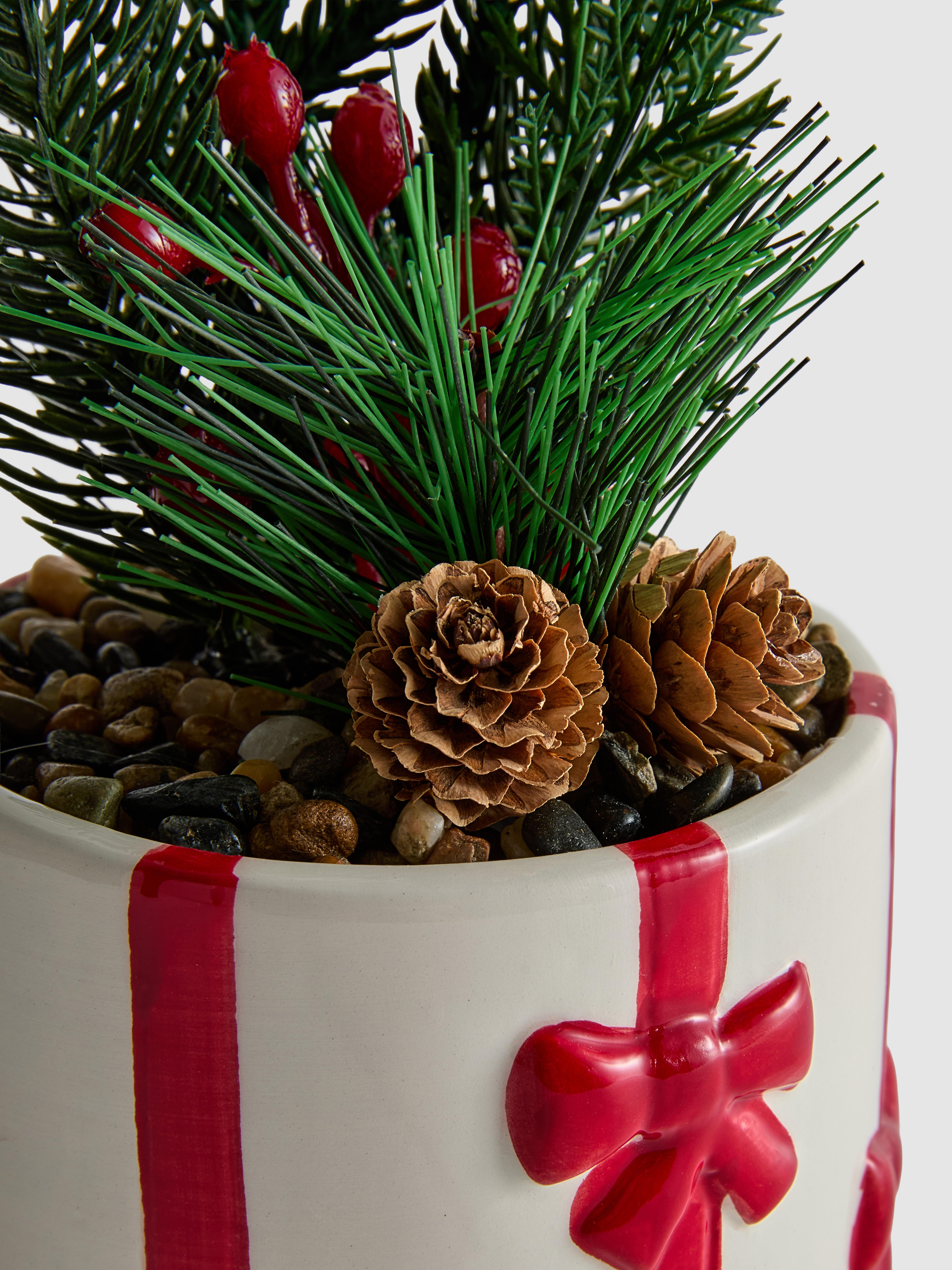 Faux Mini Christmas Tree In Festive Pot