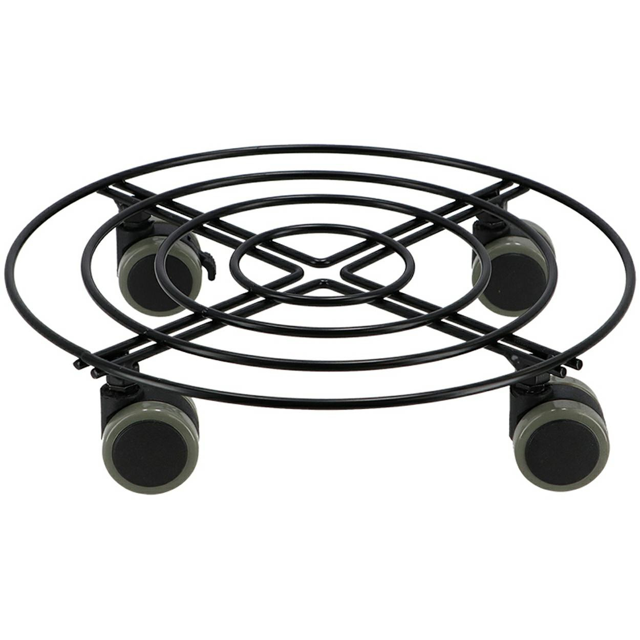 Wózek pod donicę metalowy czarny 28 cm na kółkach